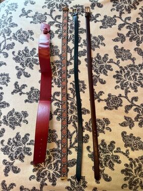 Set of Four Women's Belts - Red, Blue, Brown & Embroidered
